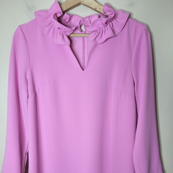 NWT J.Crew Pink Ruffle Neck Shift Dress 4 Preppy Cocktail Wedding Barbiecore - Picture 4 of 11